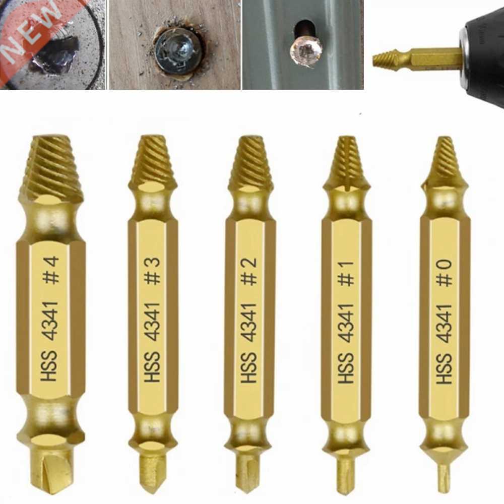 5pcs/set Damaged Screw Extractor Drill Bit Double Side Drill