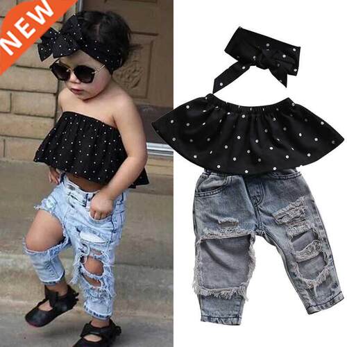 3pcs Baby Girl Summer Clothes Set Dot Sleeveless Top Vest Ho