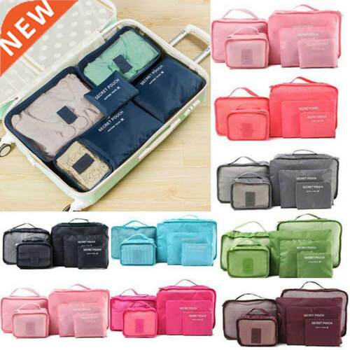 6Pcs/Set Clothes Luggage Packing Cube Organizer Suitcase Tr