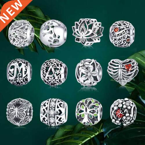 Round Charms Genuine 925 Sterling Silver Vintage Galaxy Open