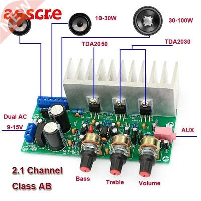 2*15W+30W TDA2030 TDA2050 2.1 Channels Power Amplifiers Audi