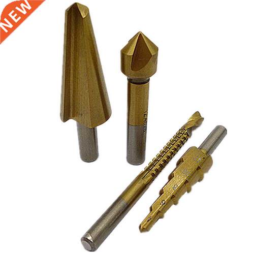 4pc Hss Step Cone Drill Hole File Cutter Bit Saw Drill Bit R