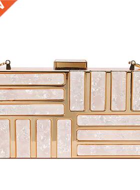 New Fashon Geometrc Bags Metal Splcng Acrylc Handbags L