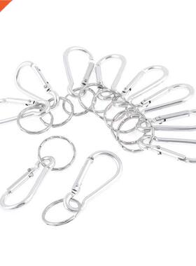 10 PCS Spring Loaded Gate Key Chain Carabiner Hooks Silver