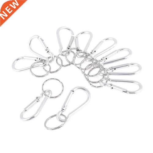 10 PCS Spring Loaded Gate Key Chain Carabiner Hooks Silver