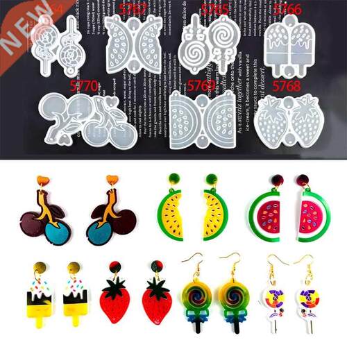 Fruit Lollipop Earrings Epoxy Resin Mold Ear Drop Dangler Pe