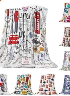 British Graffiti Bridge Car Clock London City Flannel Blanke