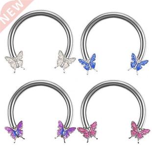 16G Butterfly Horseshoe Nose Rings Earrings Septum Ring Trag