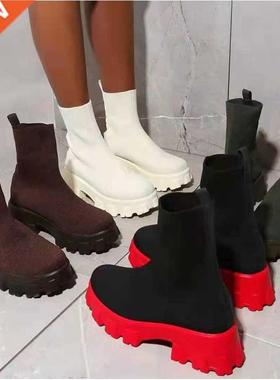 Ankle Sock Stretch Boots Designer Chunky Platform Snow Boots