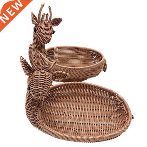 Rattan Woven Fruit Basket, Imitation Deer Bread Basket