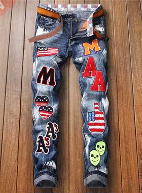 New Fashion 2022 AUTUMN Spring Hole Jeans Men's Ripped Skinn