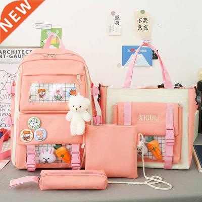 Simple Backpack 4 Piece Set High School Backpack Bags for Te