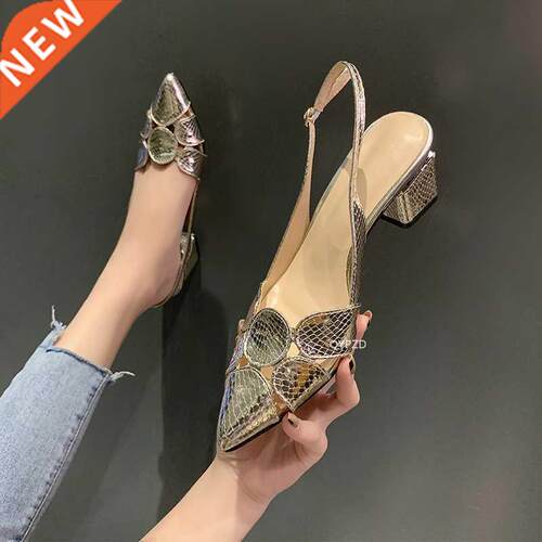 2021 Fashion Women Leather 3cm High Heels Lady Pointe Toe Go