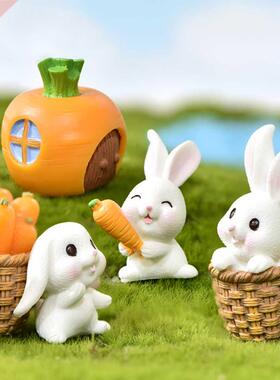 1Pcs Mini Rabbit Figurine Miniature Kawaii Cute Bunny Deskto