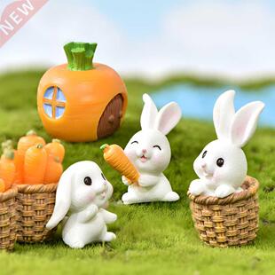 1Pcs Mini Rabbit Figurine Miniature Kawaii Cute Bunny Deskto