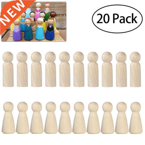 20pcs Unfinished Wooden Peg Dolls Wooden Tiny Doll Bodies Pe