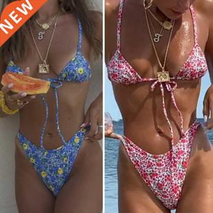 Rinabe Floral Print Bikini 2021 Biquini String Swimsuit High