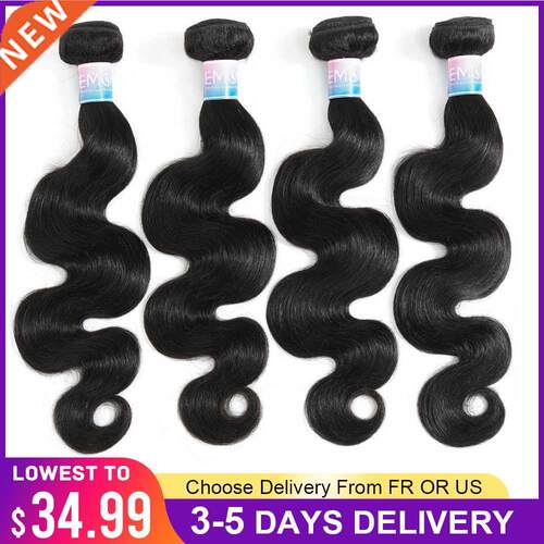 Emol Peruvian Hair Body Wave 1/3/4 Bundles Natural Color Che