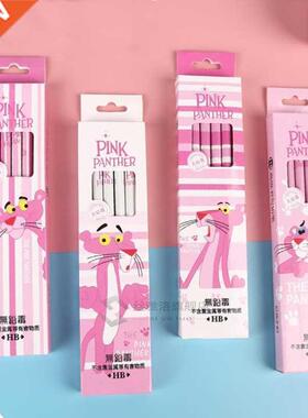 12 Pcs/box Cartoon Animal Pink Panther Leopard HB Wooden Sta