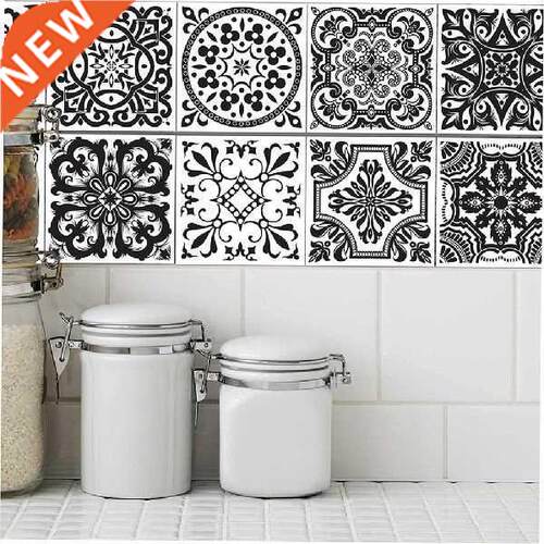 10Pcs/lot Black And White Retro European Bathroom Tile