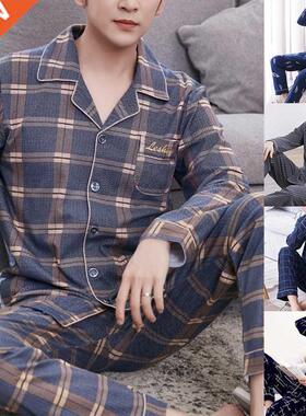 2022 Autumn Casual riped Cotton Pajama Sets for Men Short
