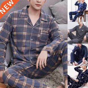 2022 Autumn Casual riped Cotton Pajama Sets for Men Short