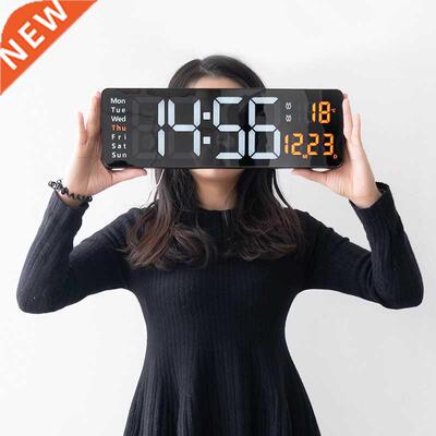 Large Electronic Wall Clock Remote Contr Temp Date Power O