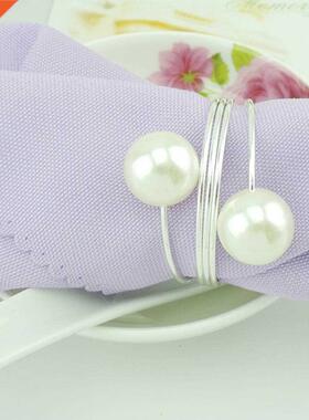 12pcs Imitation Pearls Napkin Rings Wedding Party Holiday Di
