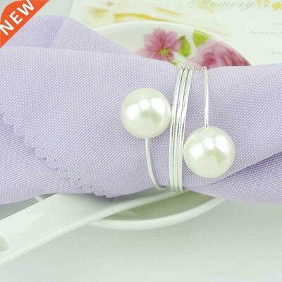 12pcs Imitation Pearls Napkin Rings Wedding Party Holiday Di