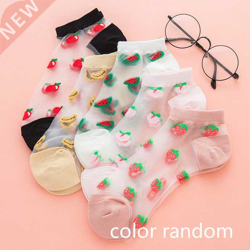 5 Pair Harajuku Summer Banana Lace Mesh Ankle Sock Women Fru