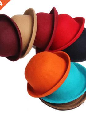 Adult Children Flat-top Fedora Hat Pure Color Imitation Wool