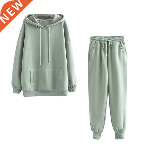 Tangada 2021 Autumn Winter Women tracksuit thick fleece 100%