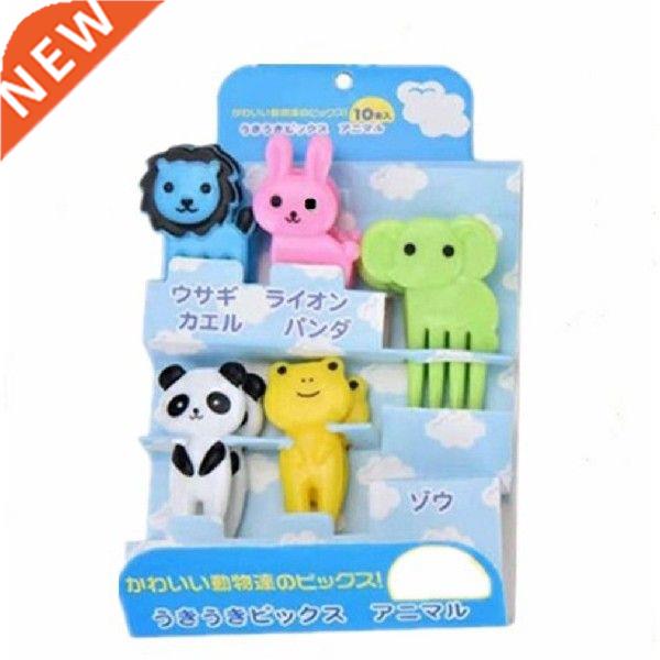 10pcs Random Creative Plastics Animal Cute Mini Bento Fork