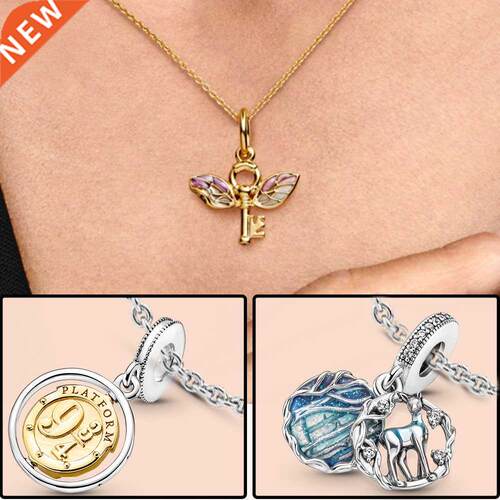 Real 925 Sterling Silver Necklace enamel Shiny Zircon Pumpki