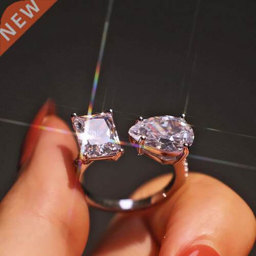 Cute Bling Zircon Stone Adjustable Silver Color Rings for Wo
