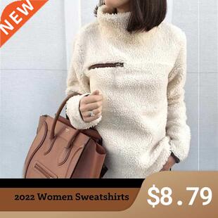 Women Sweatshirts Autumn Winter Top Long Sleeve Plush Warm P