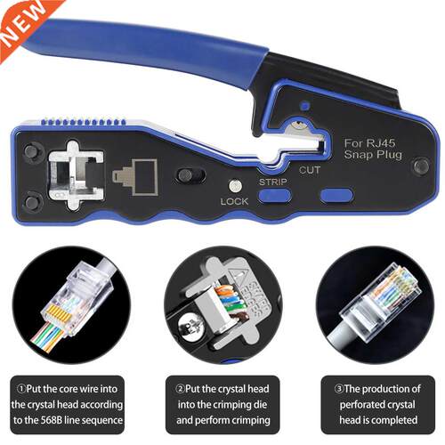 RJ45 Crimp Tool Kit Pass Through Crimping Tool Network Cable