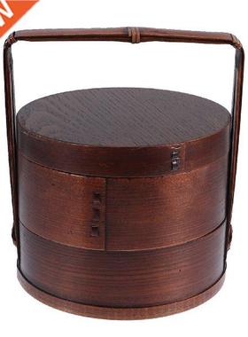 1Pc Wooden Food Box Portable Sushi Container Double Layer
