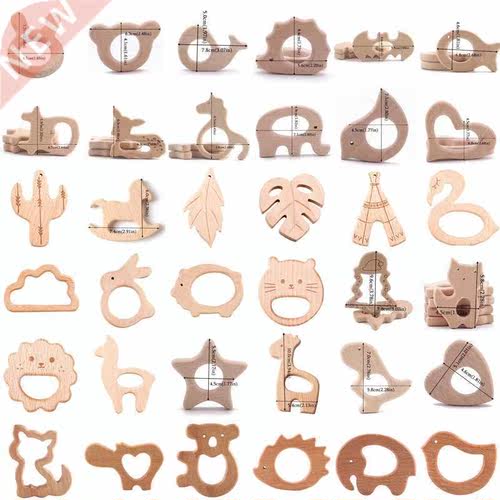 1pc Baby Teether Wooden Animal Pacifier Pendants BPA Free Be