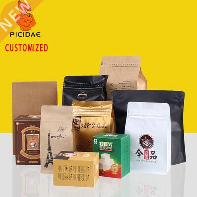 Custom Food Packaging Bag Style Pattern Kraft Paper Aluminu