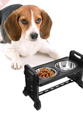 Dog Accessories Double Dog Bowl 4 Adjustable Heights Pet