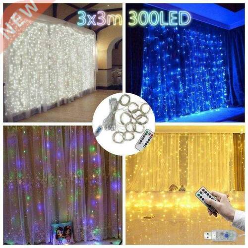 3M X 3 M LED Christmas Lights Garland Curtain Lamp Remote Co