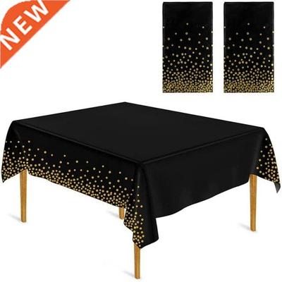 10 Pack Disposable Table Cloth, Dot Black Gold Tablecloth, C