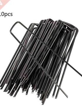 10 Pcs U-shape Garden Staples Ground Stakes Pegs Garden Pins