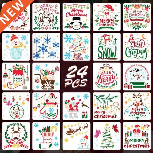 24-Pack (6x6 Inch) Christmas Stencils Painting and Drawing S