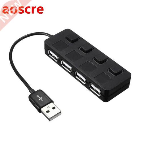 Hub, 4-Port USB2.0 Adapter, with Independent LED Power Switc