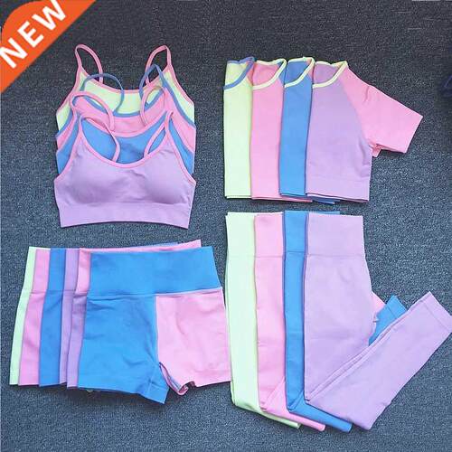 Seamless Patchwork Knit Thi Women Yoga Set Butt Lift Yoga
