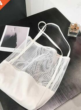 Korean Style Grid Handbag Fashion Mesh Hollow Out Sandy Beac