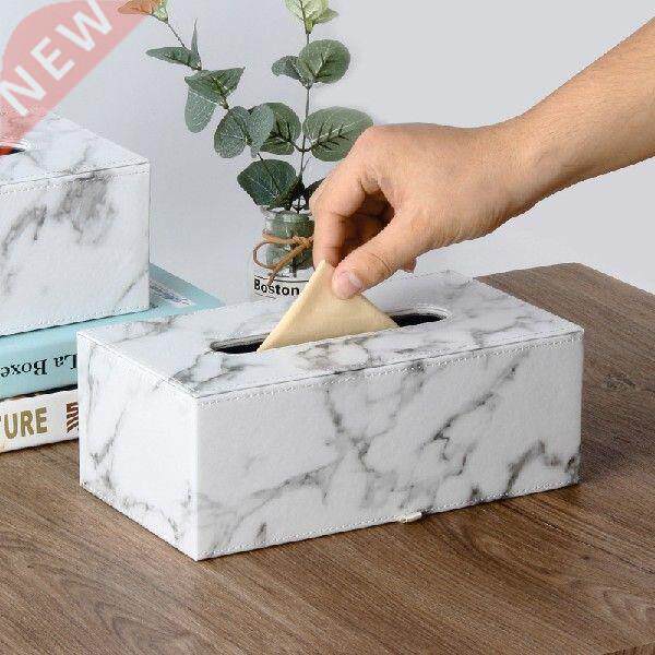 Rectangular Marble PU Leather Facial Tissue Box Cover