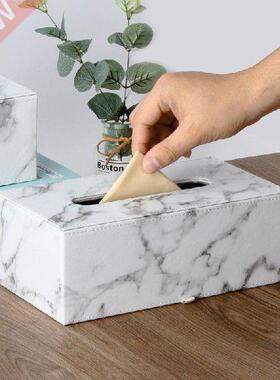 Rectangular Marble PU Leather Facial Tissue Box Cover